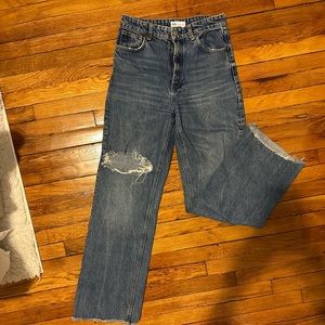 ZARA Extra Long High-Rise Dark Blue Jeans